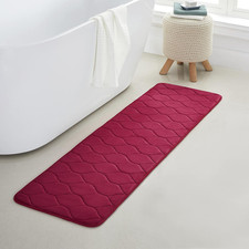 1Pc:17" X 60" Bath Rug Runner, Memory Foam; Water Absorbent Non-Slip, Burgundy