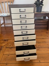 Metal 9 Drawer Cabinet - grey with cream drawer fronts