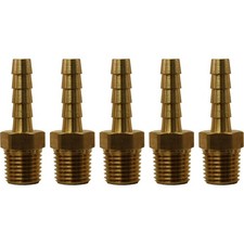 1/4" Hose Barb x 1/4" MPT Brass Hose Fitting Pack of 5