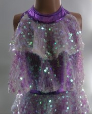 Dance Costume Medium Child Purple ieffiel Jazz Tap Clogging Biketard Sequin Over