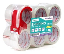12 Rolls Clear Packing Tape, Heavy Duty Packaging Tape with Dispenser,1.88In ...
