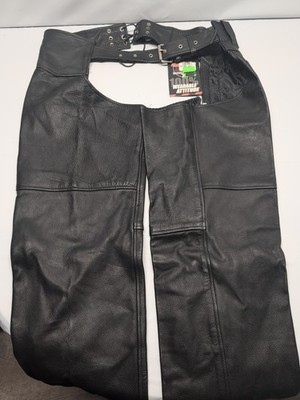 Interstate Leather Black Originals Motorcycle Chaps XL Biker Riding Gear I8000