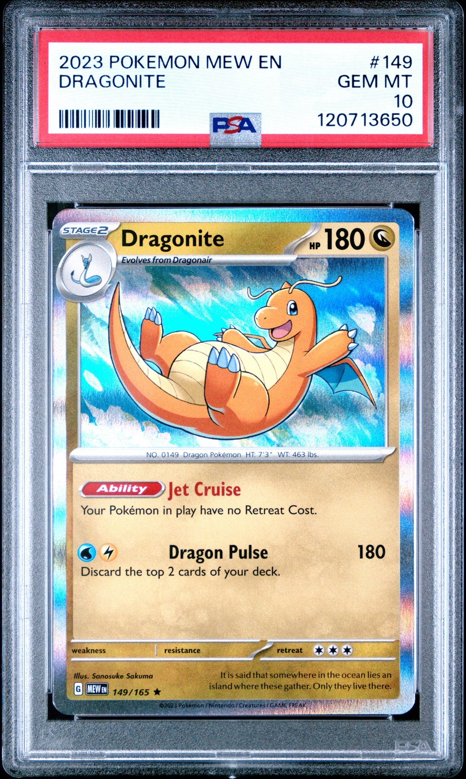2023 POKEMON MEW EN-151 #149 DRAGONITE PSA 10