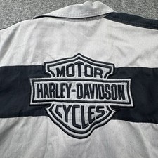 Harley Davidson Shirt Men's Sz 2XL Gray Button Up Mechanic Garage Work Stain 