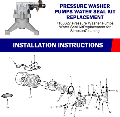 #ad Pressure Washer Pump Seal Kit 7106627 Replacement for Simpson Cleaning Washe... $19.61
