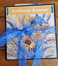 Handmade Scrapbook Junk Journal Folio Album 5.5"x6.25" "Sunflower Summer" Theme