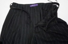 Ralph Lauren Pantalone Black Pinstriped Blend Belted Dress Pant Size 2 Women