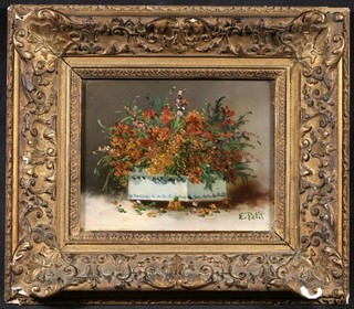 EUGENE PETIT (1839 1886) SIGNED FRENCH OIL CANVAS STILL LIFE FLOWERS BOWL