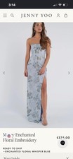 Jenny Yoo Enchanted Floral Embroidery Bridesmaid Dress Whisper Blue Mesh Size 2