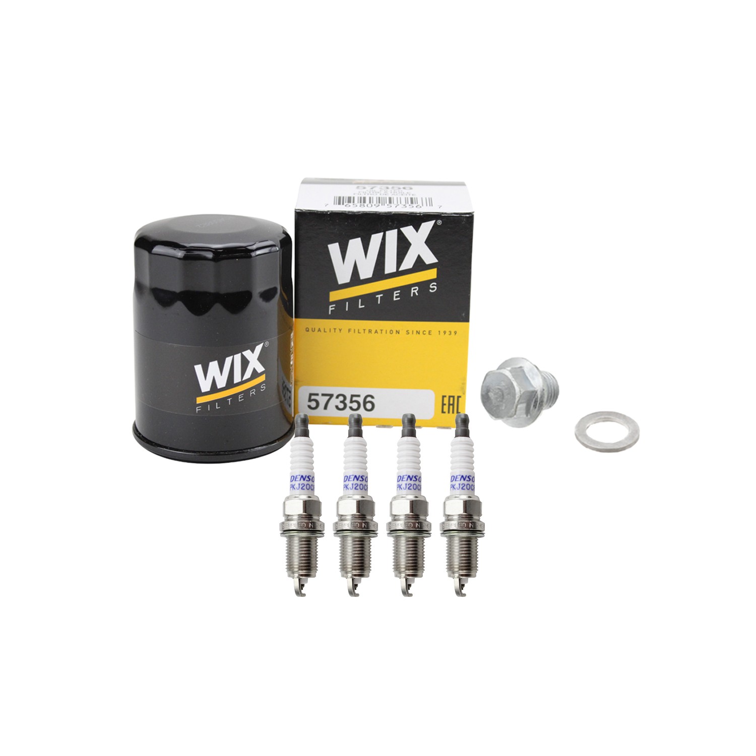 Wix Engine Oil Filter  Denso 4 Spark Plugs kit for Accord CR-V Element TSX L4