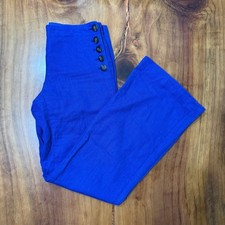 Vintage Y2k Anthropologie Elevenses Pants 4 Linen Tencel Wide Low Rise T3-2
