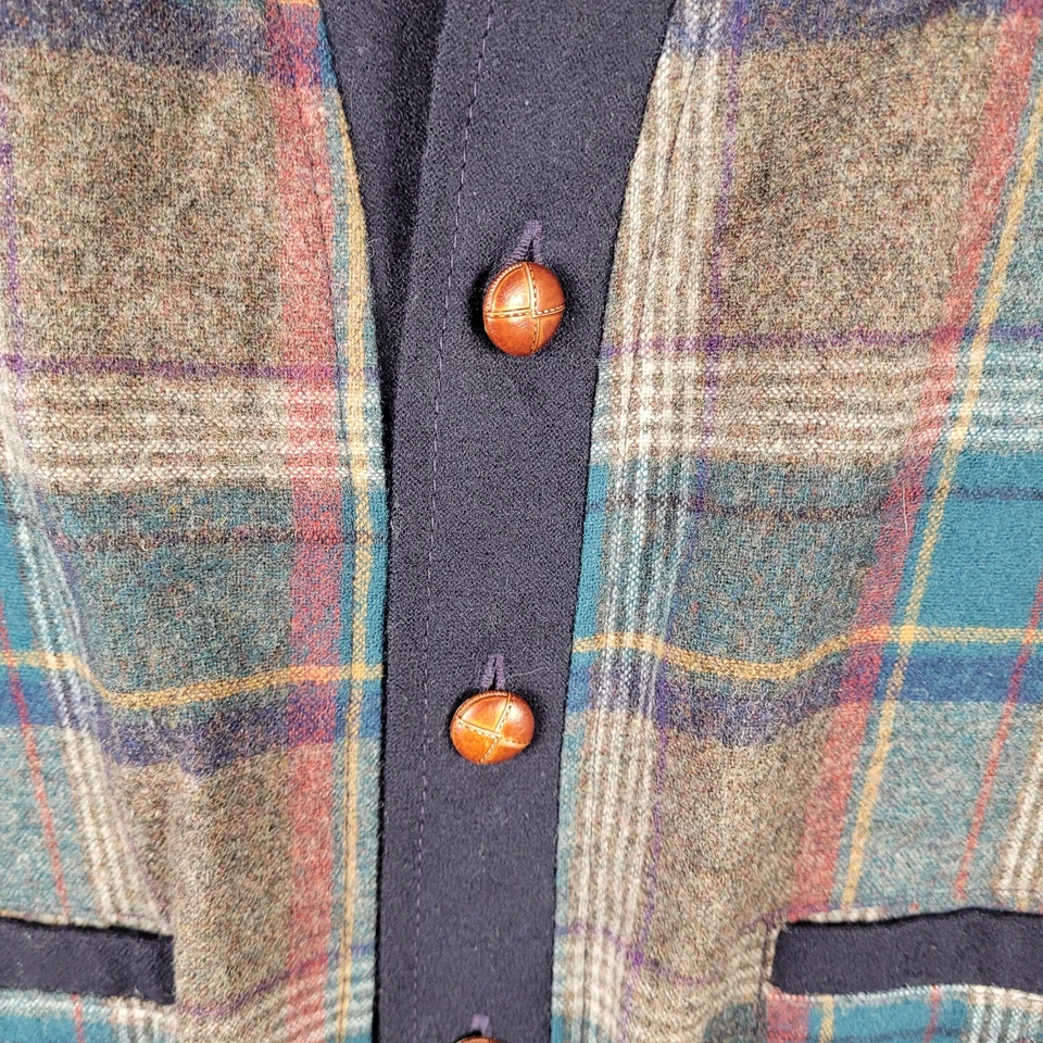 Pendleton Wool Cardigan Mens Large Plaid Vintage USA Button Up Rib Cuff Classic - Image 3 of 4