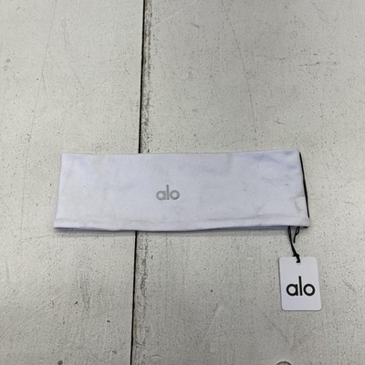 Alo Yoga Headband Womens One Size White Wide Stretch Athletic Logo Yoga |  eBay