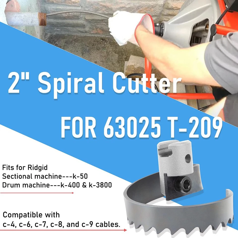 2" Spiral Cutter for Ridgid K-50 Sectional Machine K-400 K-3800 Drum 63025 T-209 - Image 2 of 4