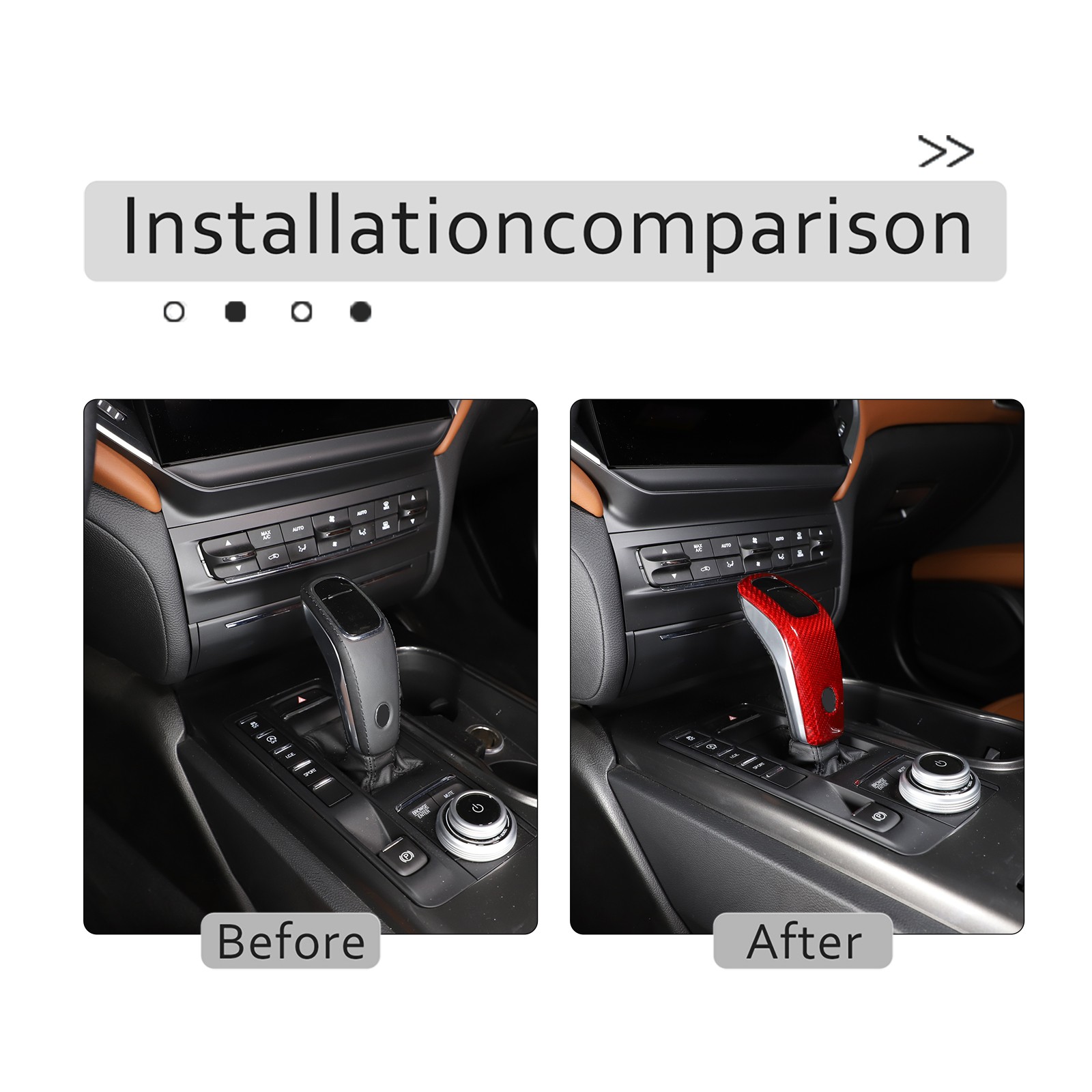 Shift Knob Trim Cover DRY CARBON FIBER Red Fit For Maserati Ghibli 2019-2023