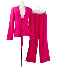 Forever 21 Hot Pink Suit Blazer & High Rise Flare Dress Pants Pantsuit Small NWT