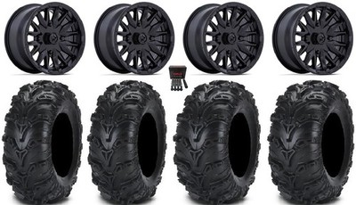 MSA Creed 14'' Wheels Black 27'' Mud Lite II Tires Polaris RZR