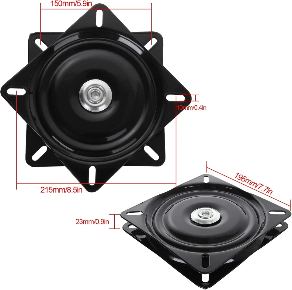 8 Inch Heavy Duty Bar Stool Swivel Replacement 2 Pack 360 Degree Base Mechanism - Image 2 of 4