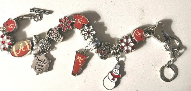 Alabama Crimson Tide New Year/Wintertime Slide Charm Bracelet 6.5-7"