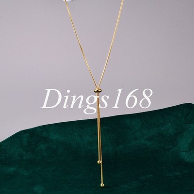 18K Yellow Gold Filled Fashion Adjustable Bead-ended Snake Chain Slider Necklace