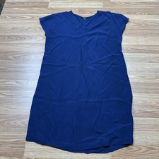 Madewell Dress Womens Medium Blue V Neck Cap Sleeve Short Shift Viscose Casual