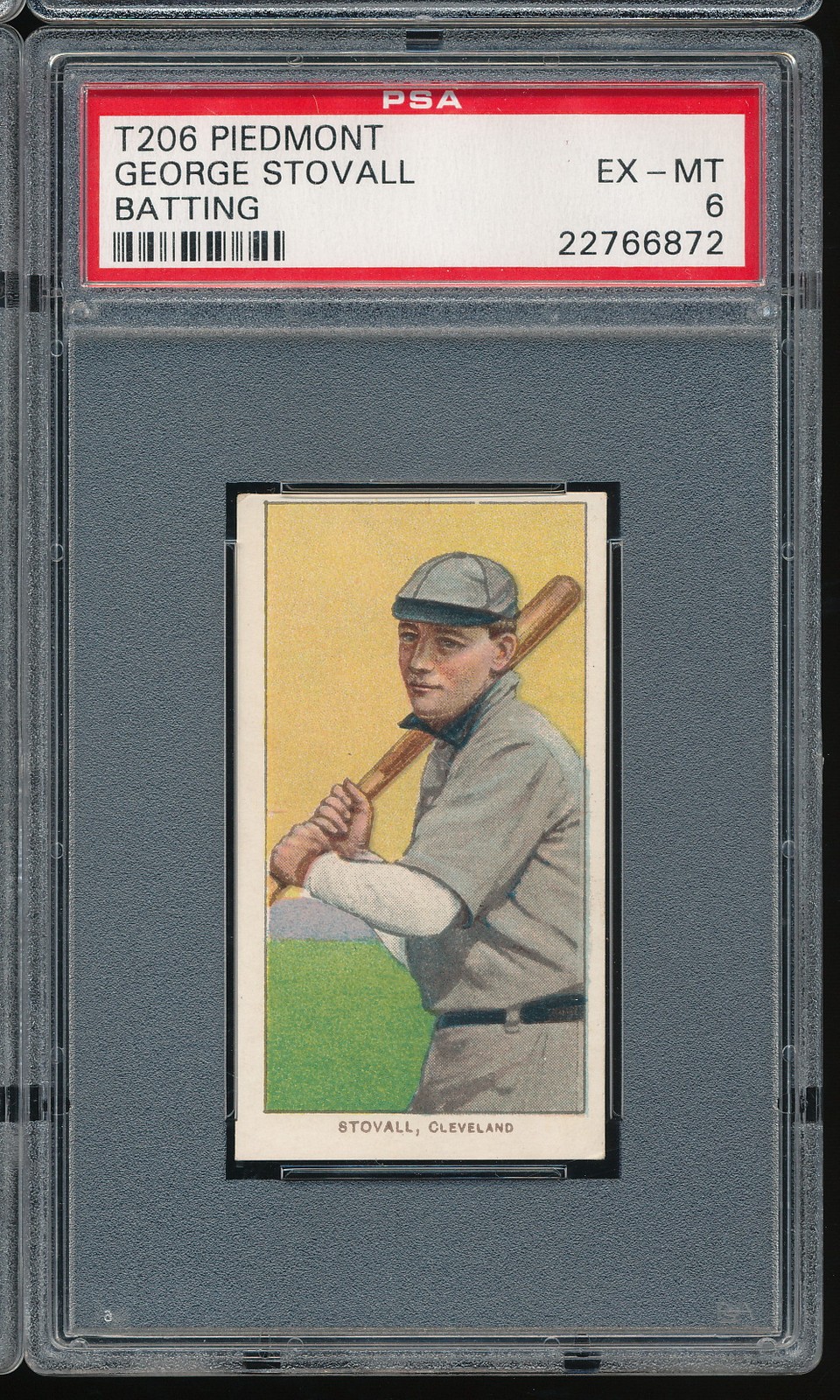 T206 Piedmont 460/25 George Stovall (Batting) PSA 6 - Cleveland - POP 23