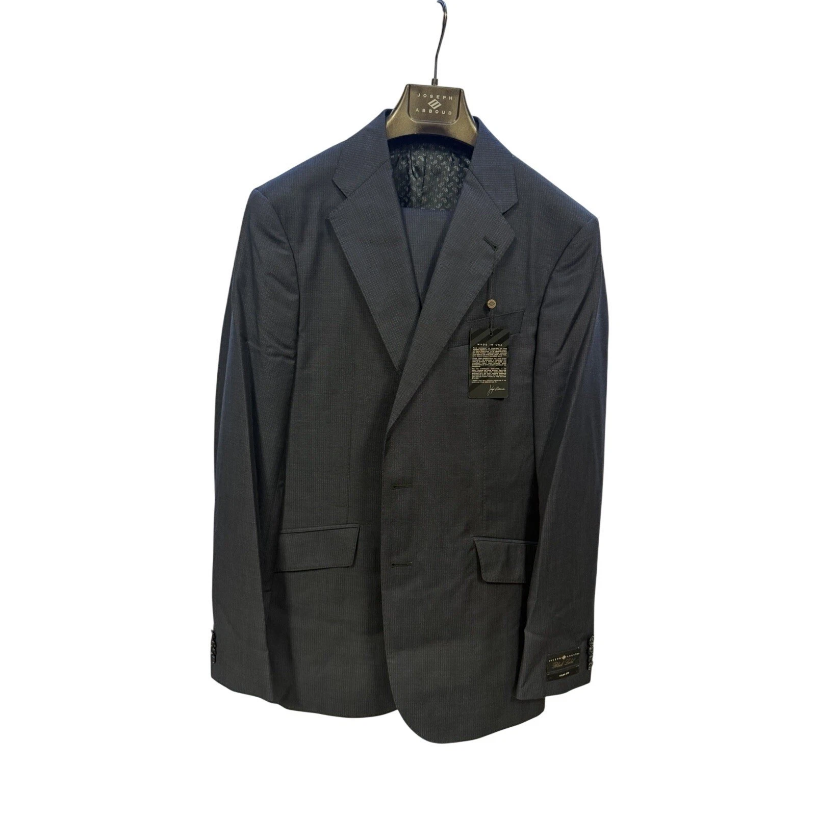 2 Piece Joseph Abboud Black Label 40R/34W Navy Blue Slim Fit Suit Jacket NWT
