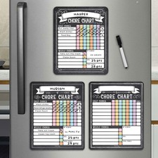 Magnetic Chore Chart for Kids Multiple -3 Dry 10x8 Inches, Black  White