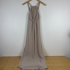 Show Me Your Mumu Amanda Maxi Dress XXS Dune Chiffon Halter Sleeveless Formal