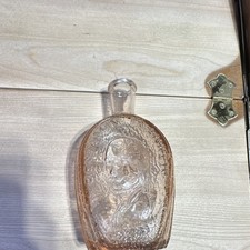 Benjamin Franklin Antique Embossed Clear Glass Flask Bottle Collectible