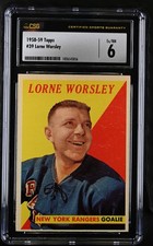 1958-59 Topps #39 Gump Worsley New York Rangers - CSG 6 Ex/NM 