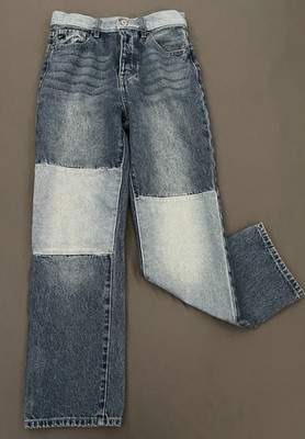 KanCan High Rise 90s Straight Leg Patchwork Jeans Size 1/24 Boho Button Fly