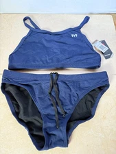 TYR Women's Durafast One Solid Diamondfit Workout Bikini - size L 10/12 navy