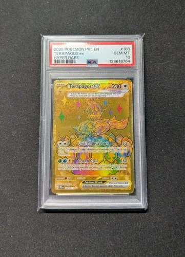 2025 POKEMON PRE EN-PRISMATIC EVOLUTIONS HYPER RARE #180 TERAPAGOS EX PSA 10