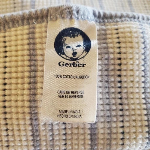 Gerber Baby Thermal Blanket Blue & White Striped 26" x 24" Waffle Weave Plush - Image 3 of 4
