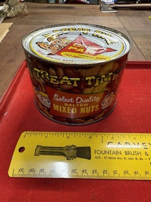 VINTAGE Treat Time- Mixed Nuts Tin- NOS- Original Contents- Opening Key