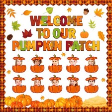 Fall Bulletin Board Decorations, 63 Pcs Pumpkin Classroom Set Great for DIY...