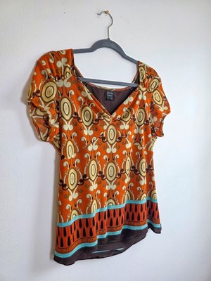 Vintage Y2K Nicole Miller Micro-Mesh Babydoll Top Sz XL Boho Artsy 90s