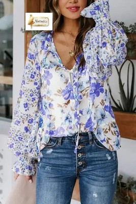 Blue Cakewalk Floral Smocked Blouse