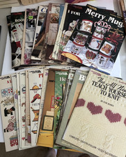 VTG Lot of 30 Leisure Arts Cross Stitch patterns Various Themes