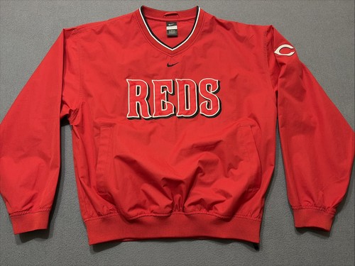 Nike Cincinnati Reds Center Swoosh V-Neck Pullover Windbreaker Jacket M ...