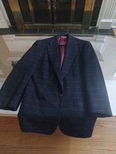 Vintage Perry Ellis Wool Blazer - Navy Blue Brown Pinstripe - Size 30