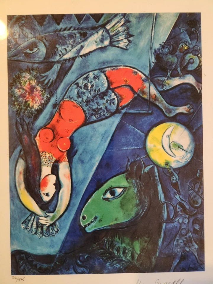 Marc Chagall BLUE CIRCUS Facsimile Signed Limited Edition Giclee 16" x 11.5" - Image 2 of 4