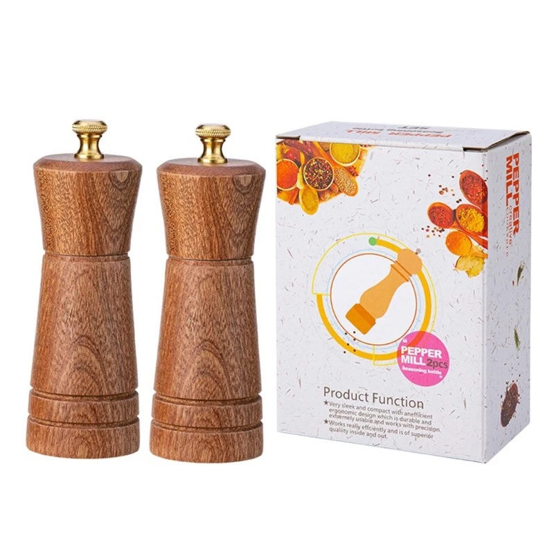 Manual Pepper Grinder Salt and Pepper Wooden Mill Grinder Adjustable Coarseness