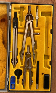 Vintage Charvoz Germany Compass Drafting Set* Excellent in Dirty Hardcover Case