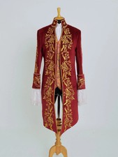 Men's Mehroon 3-Piece Suit Floral Embroidered Western Wedding Prom Slim