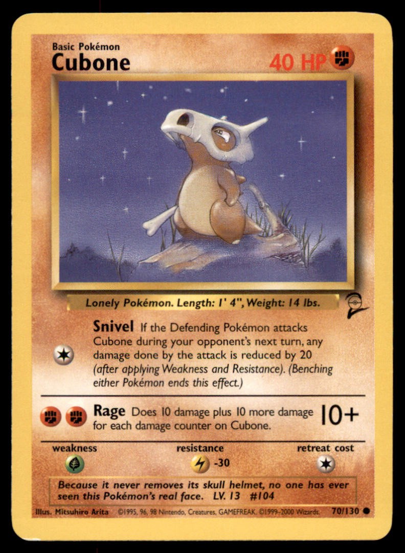Cubone 70/130 Common Base Set 2 Pokemon MP