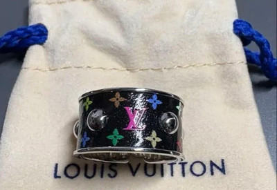 Louis Vuitton Takashi Murakami TM Ring Black Multicolor Silver Signature S Loc