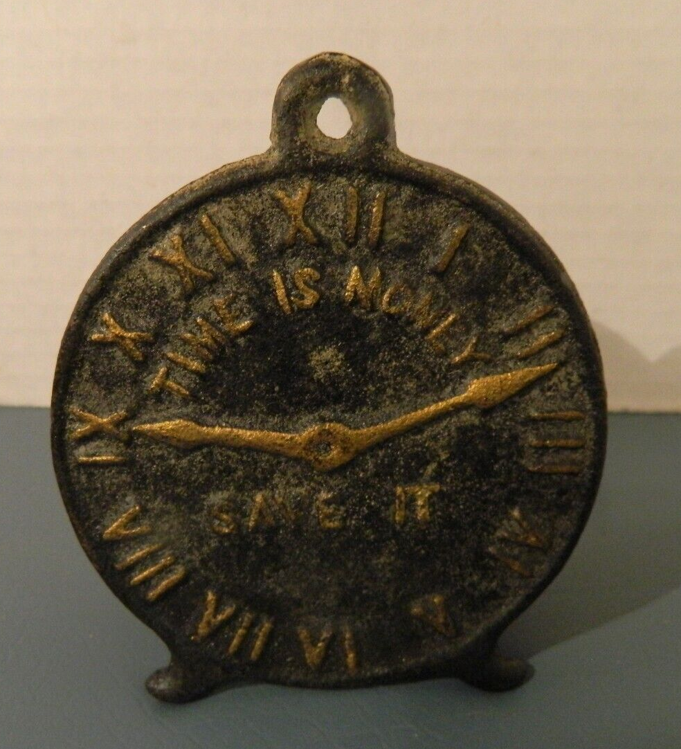 Old Antique Cast Iron Clock Bank Vintage eBay