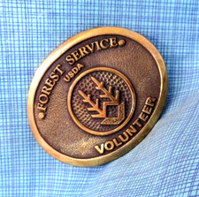 US Forest Service Volunteer Belt Buckle USDA # Vtg 80s Western Heritage .QRT887